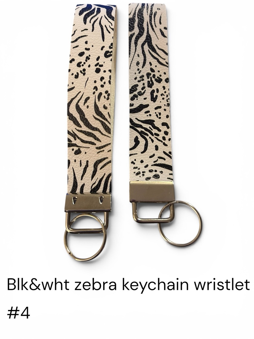1- Black & White Zebra Print Wristlet Keychain